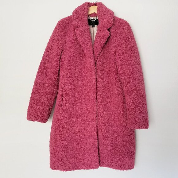 J. Crew Teddy Sherpa Topcoat Jacket Coat M Dried Rose Pink Romantic Preppy $248 - Picture 6 of 16